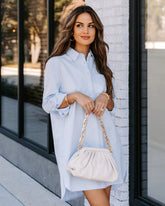 Dominic Chambray Pocketed Button Down Shirt Dress Ins Street